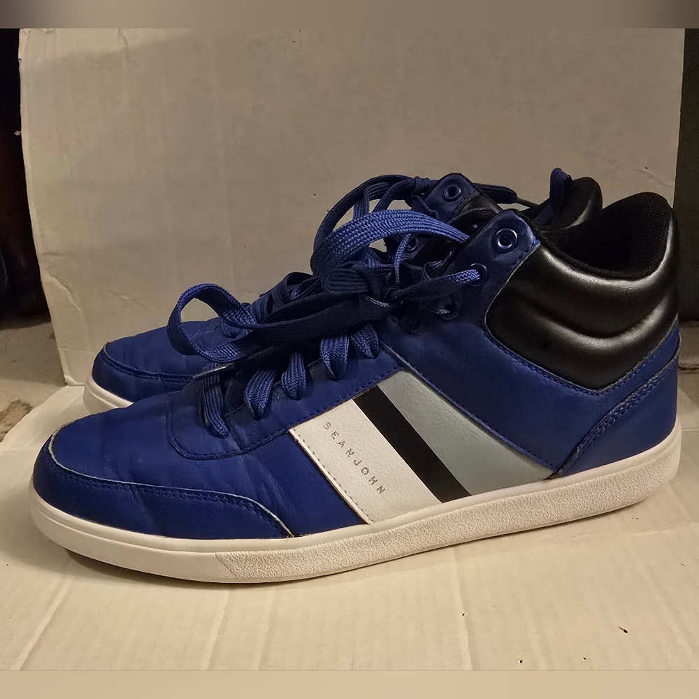 Hard Lined by Sean John Black Blue Hi-tops White Gray Men's 10.5 Athletic Shoes